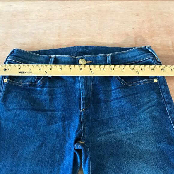 True Religion Becca Boot Cut Jeans Women 29 Blue Mid Rise Raw Hem Stretch 16777 - Picture 9 of 12